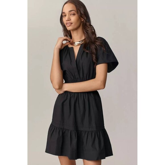Anthropologie Cotton The Somerset Mini Dress in Black size Small Petite Preppy - Picture 1 of 9